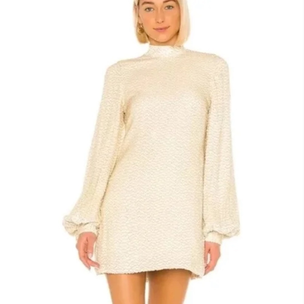 Alexis- NWT Ivory Sequin Longsleeve Balloon Sleeve Mini Dress